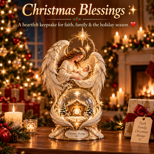 ✝️✨ Heavenly Noel Nativity Light – Angel Wing Christmas Tabletop Decor