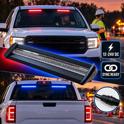 🚨 Anti-Glare LED Warning Light Bar | Tri-Color LEDs & 12–24V Power
