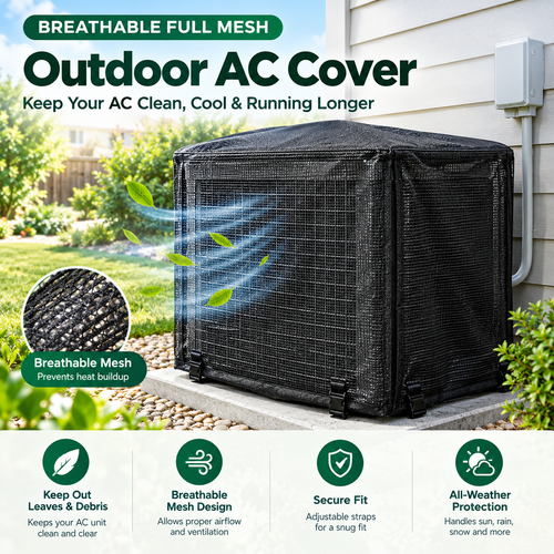 Breathable Mesh Air Conditioner Cover | Heavy Duty Outdoor AC Unit Cover For Year-Round Protection