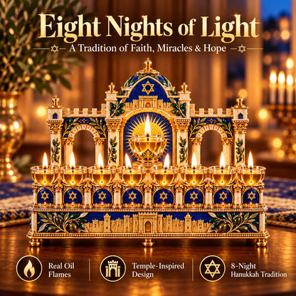 🕎✨ Eight Nights of Light™ | Hanukkah Oil Light Centerpiece