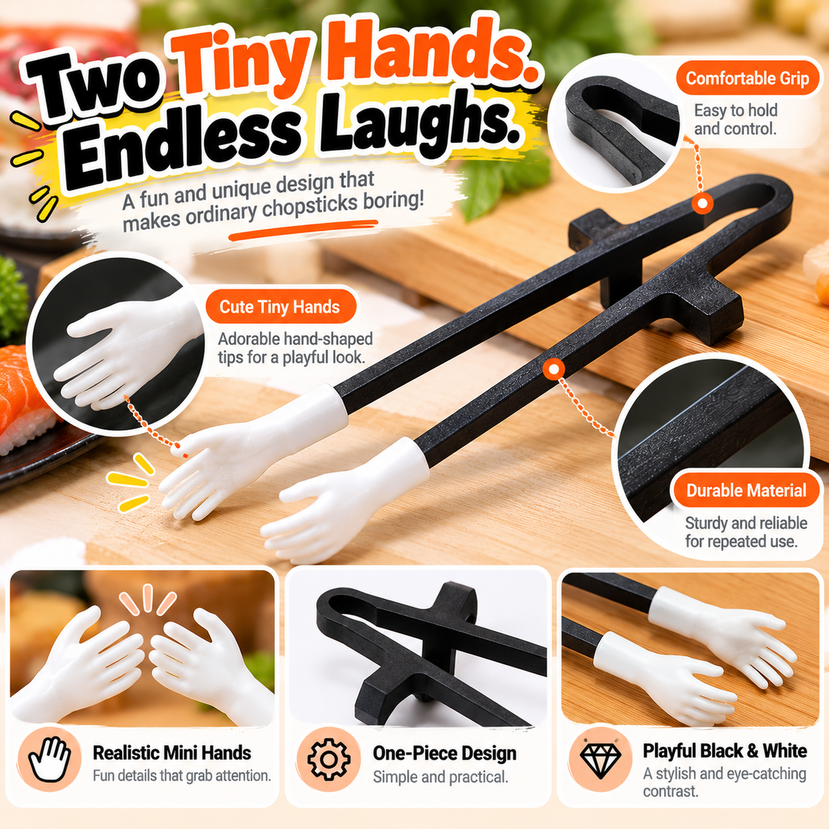 😂🥢 Tiny Hand Sushi Grabbers™ | Funny Mini Chopsticks for Sushi Lovers
