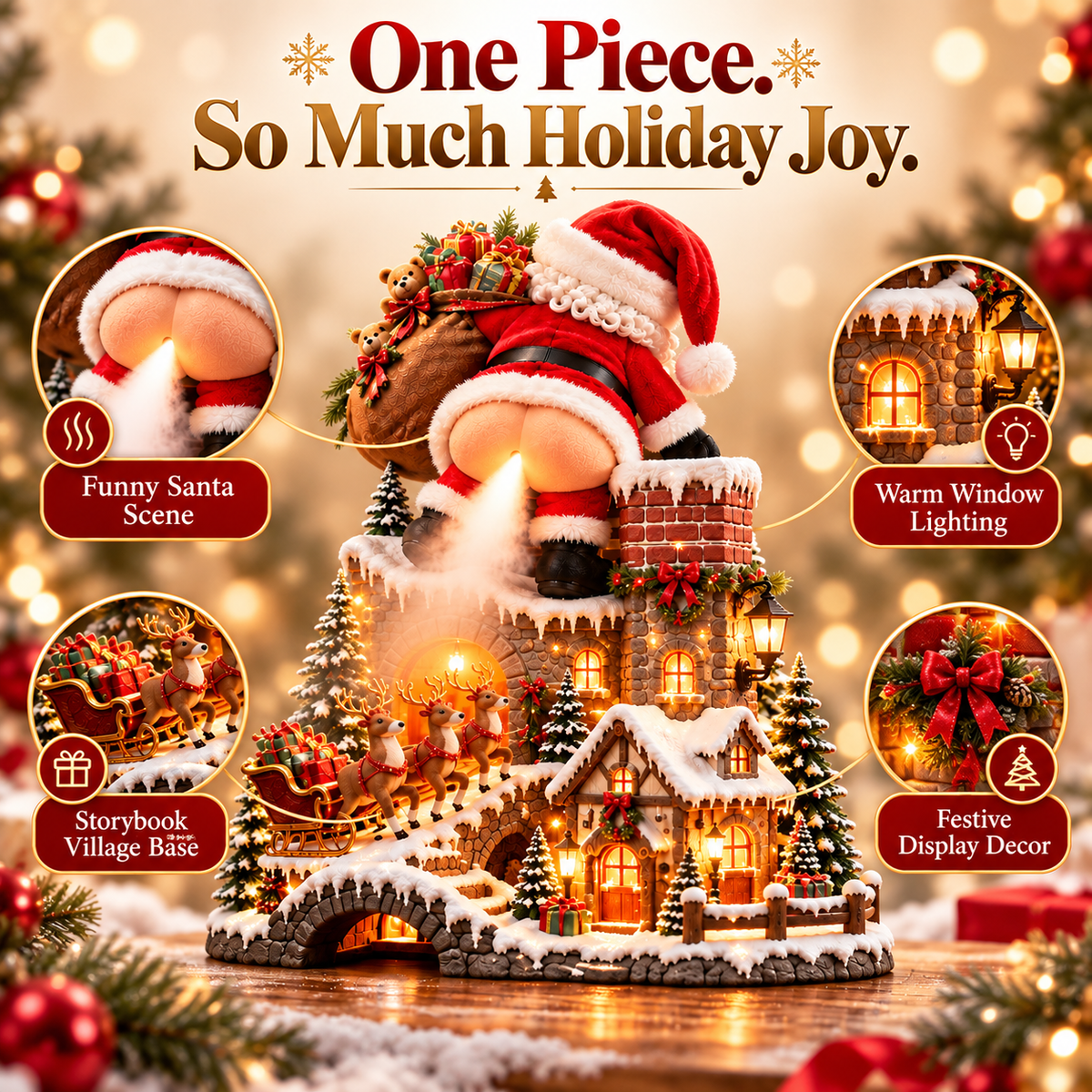 🎅💨 Santa’s Cheeky Mist Village | Lighted Christmas Aroma Diffuser ✨