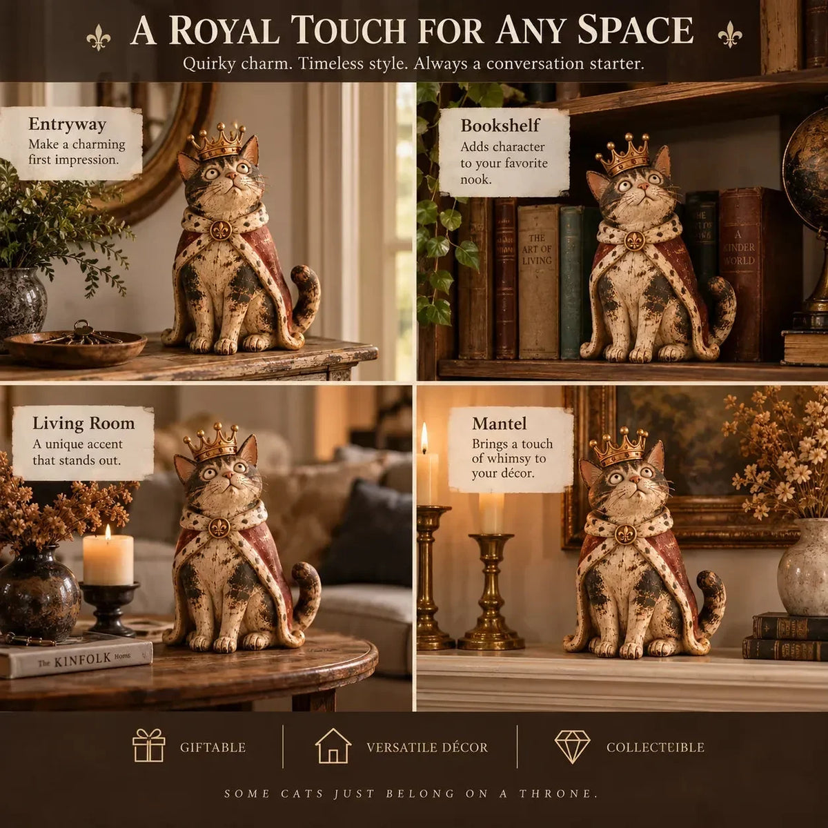 🏰🐈 Feline Kingdom™ | 5 Medieval Royal Cat Figurines