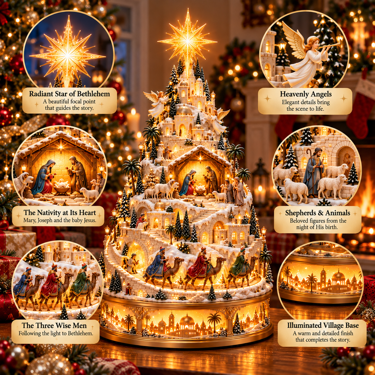 ✝️🎄 Bethlehem Village Glow™ | Lighted Nativity Christmas Centerpiece