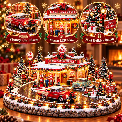 🎅⛽ Christmas at the Old Gas Station | Vintage Holiday Village Collectible 🎄
