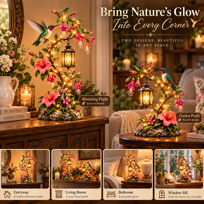 ✨🐦 Hummingbird Garden Glow™ | Lighted Floral Lantern Decor