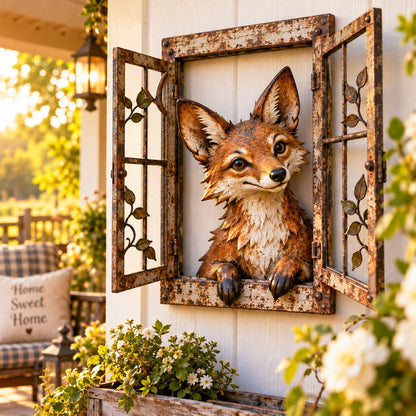 🌿 Who’s Peeking In? | Rustic Woodland Animal Wall Art