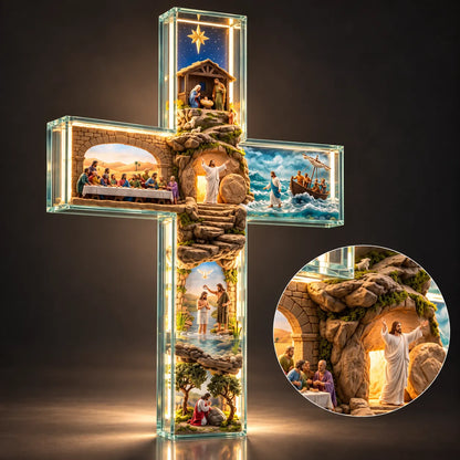 ✝️✨ Illuminated Story of Jesus Cross – Six Sacred Scenes of His Journey