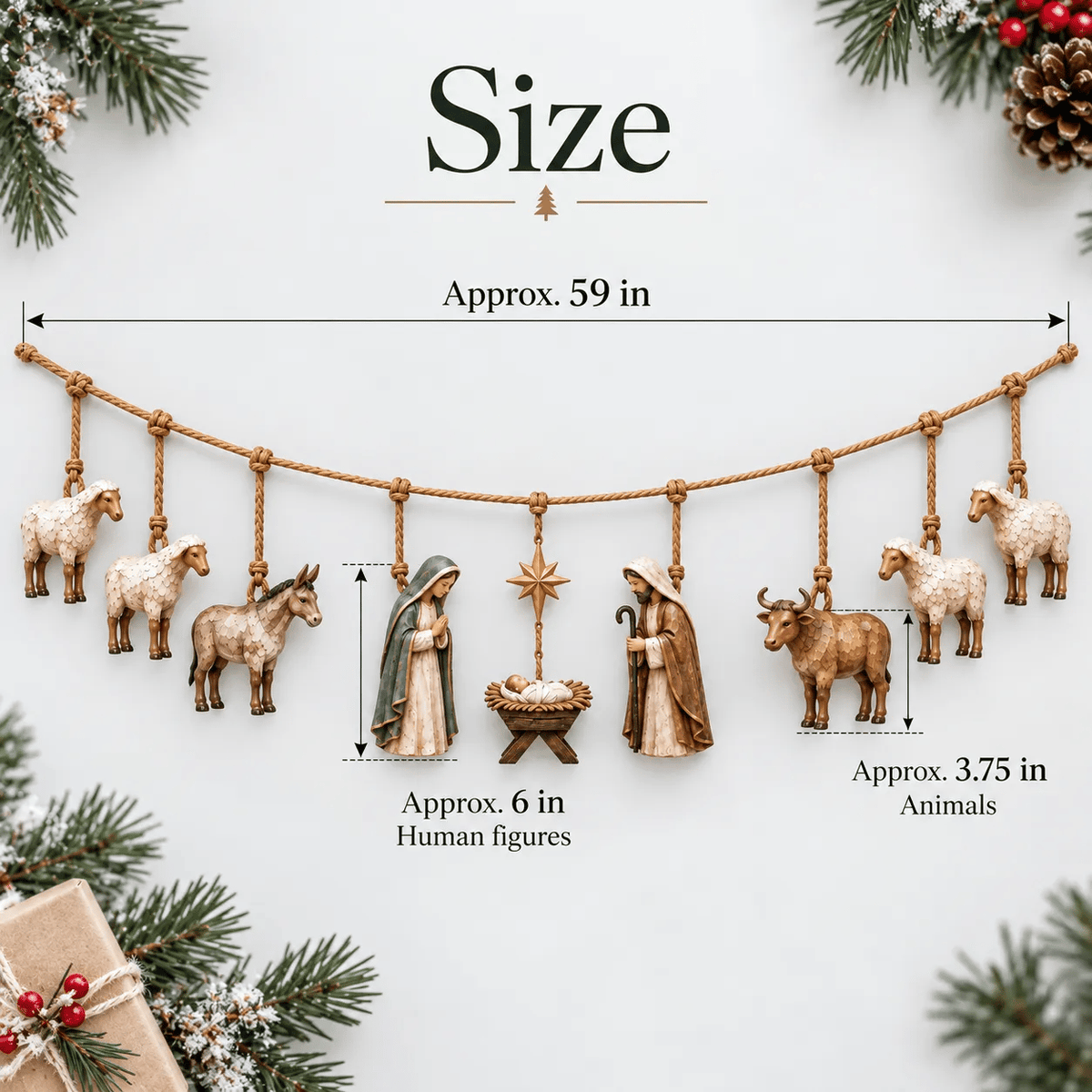 🎄🙏 Bethlehem Blessing™ | Wooden Nativity Garland