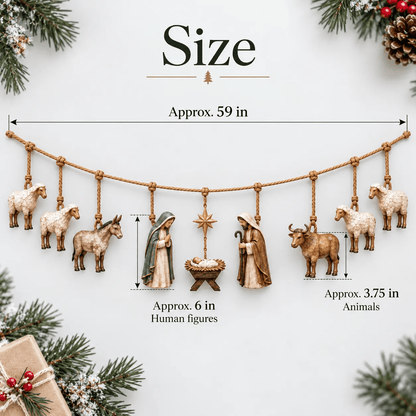 🎄🙏 Bethlehem Blessing™ | Wooden Nativity Garland