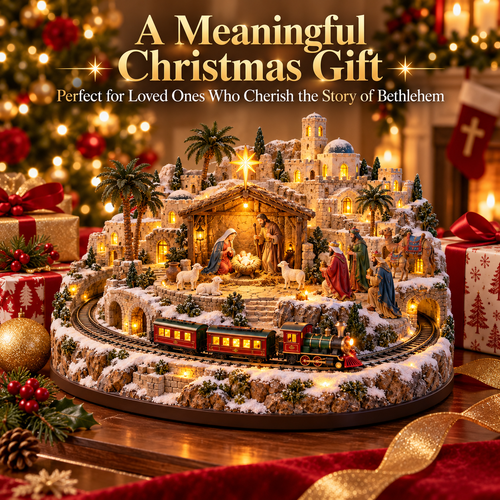 ✝️🎄 Bethlehem Journey Lighted Nativity Village | Animated Christmas Train Tabletop Decor ✨