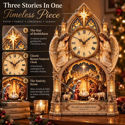 🌟 The First Christmas, Frozen in Time | Lighted Nativity Clock