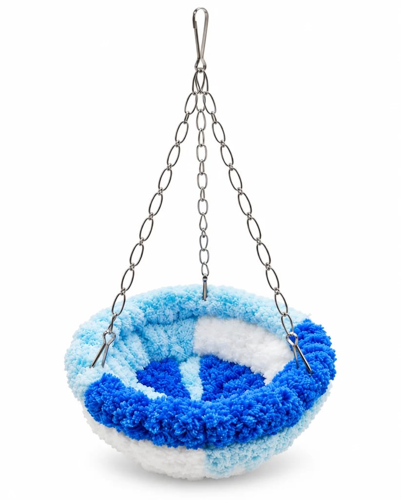 🐦🧶Cozy Winter Hanging Bird House — Soft In-Cage Habitat