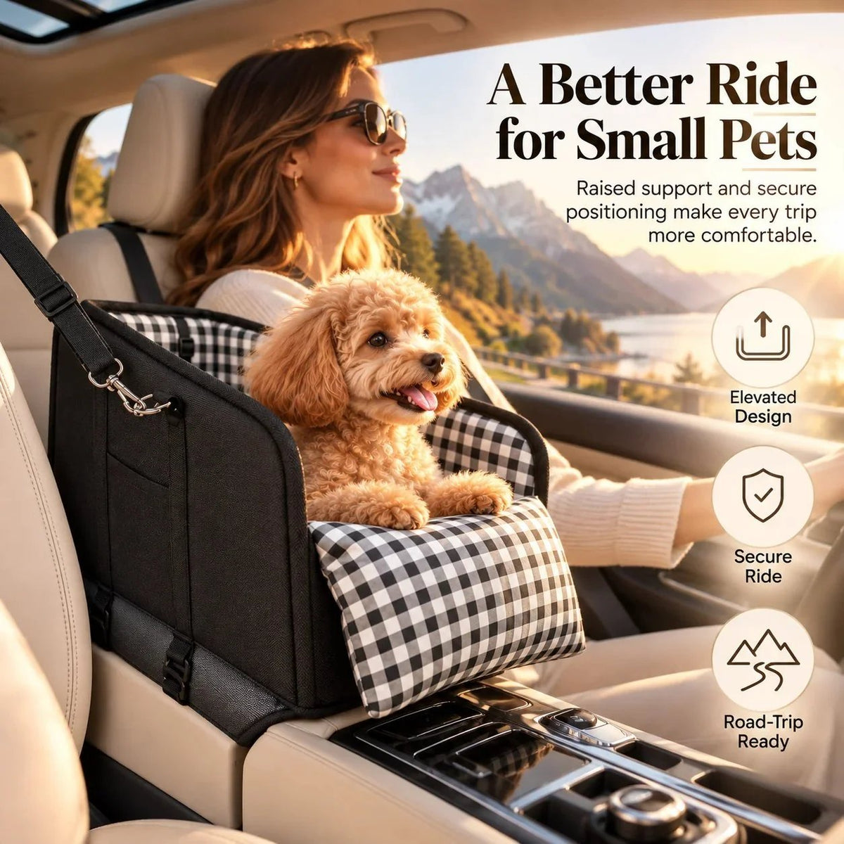 🐾🚙 PawNest Ride™ | Small Dog Center Console Car Seat