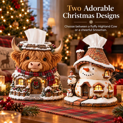 🏠Cozy Christmas Cottage Tissue Box Cover