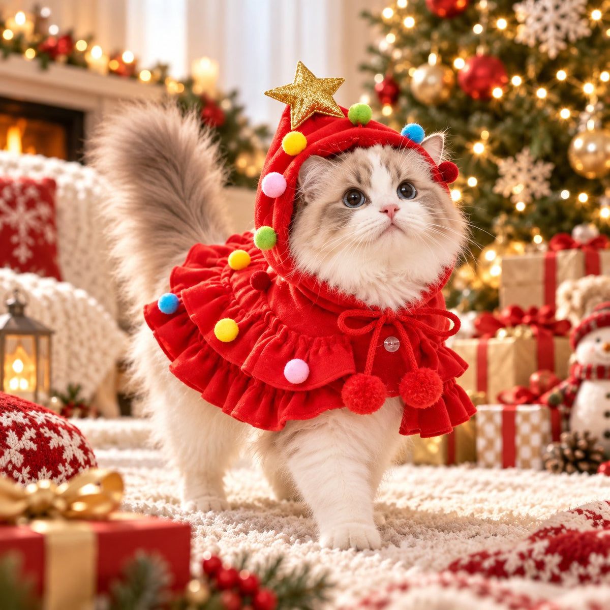 🐶✨ Festive Tree Pet Cape – Cute Christmas Costume for Dogs & Cats