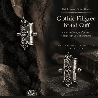 🖤🕸️2 PCS Gothic Filigree Braid Cuff™ | Vintage-Inspired Hair Jewelry for Braids & Dark Romantic Looks