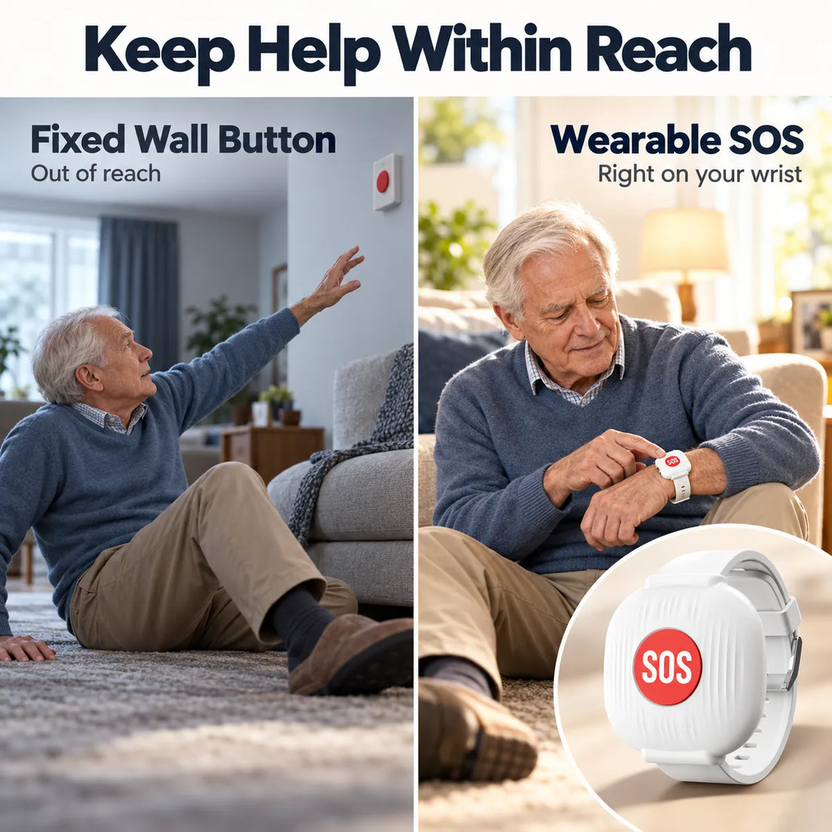 SafeLink™ Senior SOS Alert Bracelet – One-Press Emergency Guard & Instant Caregiver Alert System 🛡️