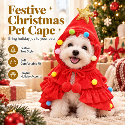 🐶✨ Festive Tree Pet Cape – Cute Christmas Costume for Dogs & Cats