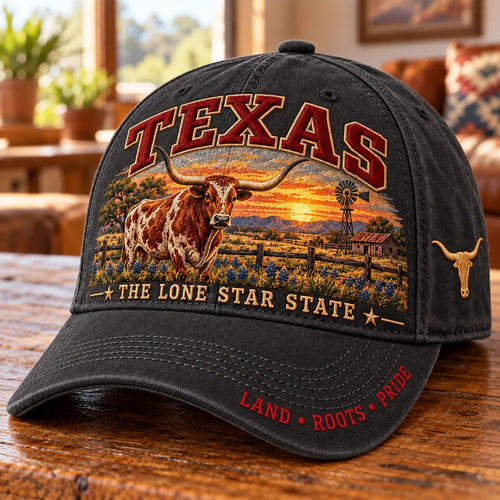 🐂 Lone Star Longhorn Pride | Embroidered Texas Cap