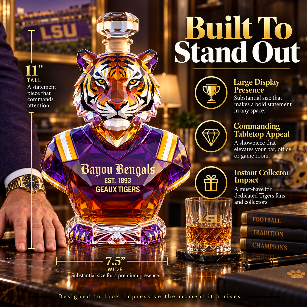Bayou Bengals Limited Edition Whisky Bottle