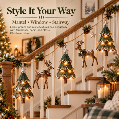 🦌✨ Woodland Deer Glow™ | Lighted Christmas Garland