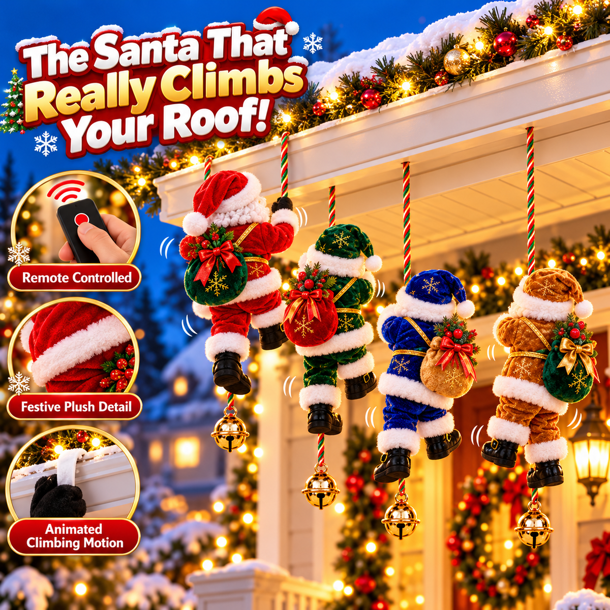 🎅🎄 Climbing Santa™ | Festive Christmas Rope Hanging Decor