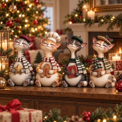 🐱The Christmas Cat Society™ – Whimsical Hand-Painted Holiday Cat Figurine Collection