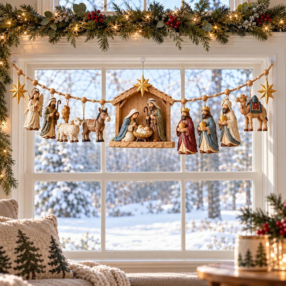 ✝️ 🎄 The Night Hope Was Born – Bethlehem Nativity Christmas Garland