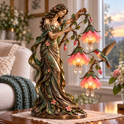 🦋 Where Butterflies Become Art | Floral Goddess Lamp with Crystal Drops ✨