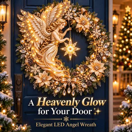 ✨ Angel’s Blessing™ Lighted Christmas Wreath | Heavenly Door Decor