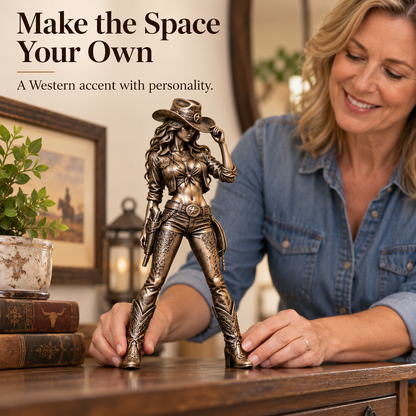 🐎 Spirit of the West | Vintage Cowgirl Bronze Figurine