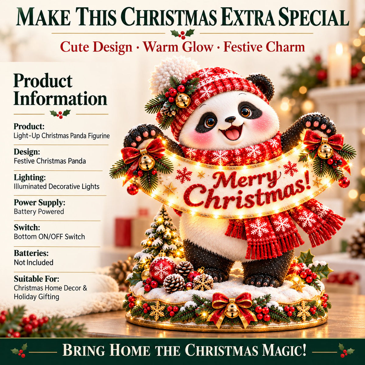 🐼🎄 Christmas Panda Welcome Light