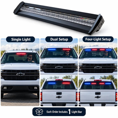 🚨 Anti-Glare LED Warning Light Bar | Tri-Color LEDs & 12–24V Power