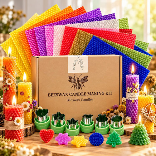 🕯️🐝 HoneyGlow DIY Beeswax Candle Kit – Roll, Create & Light Up Cozy Moments (12-Piece Set)