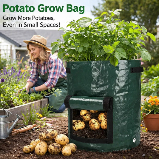 🌱 Grow Bag with Harvest Window | Easy-Access Planting Bag