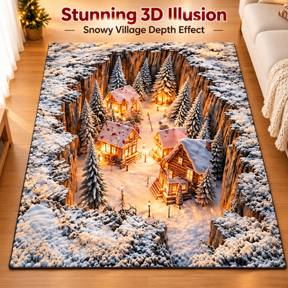 ❄️🏘️ Winter Village Illusion Rug™ | 3D Snowy Christmas Area Rug