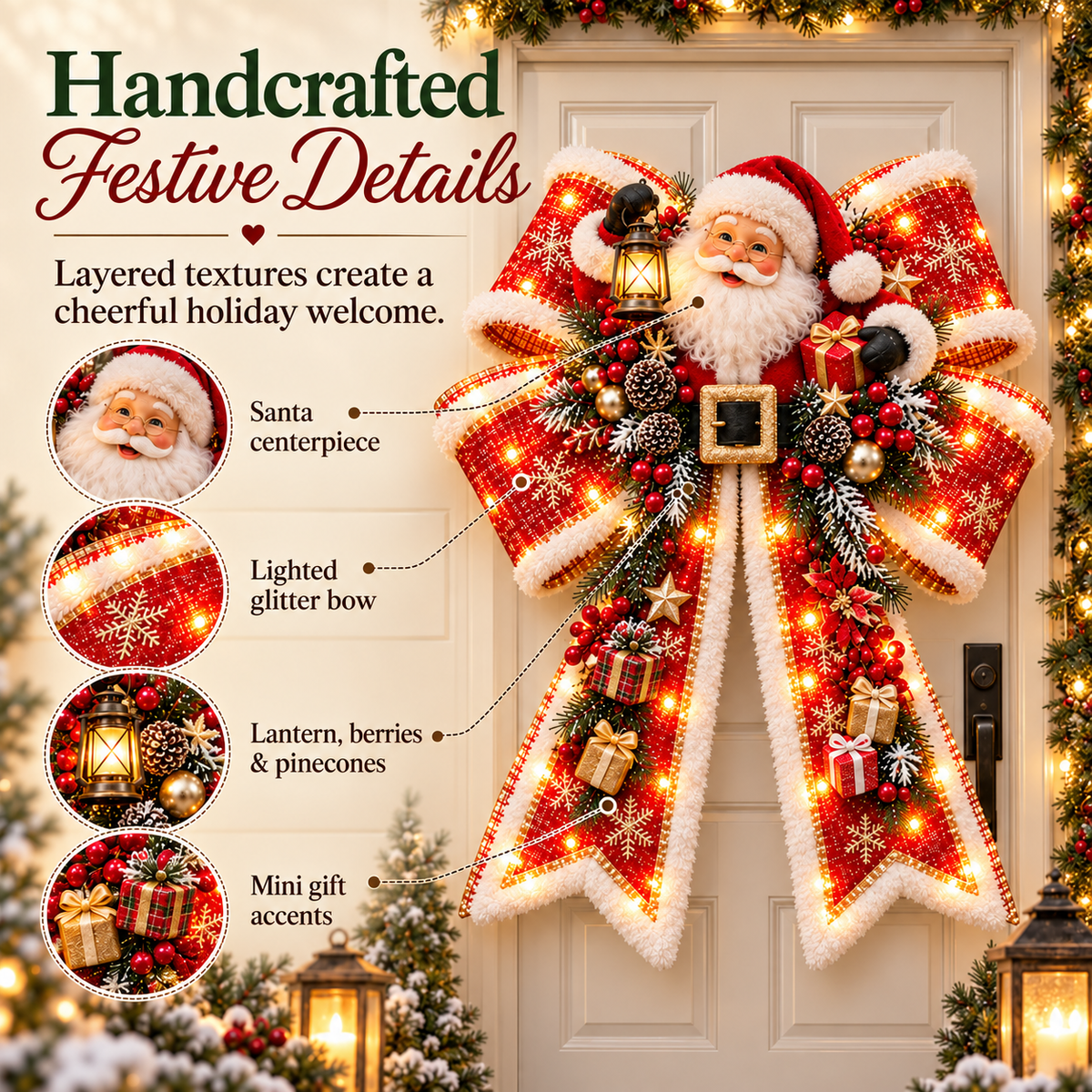 🎀✨ Bow of Christmas Light | Glowing Holiday Door Decor