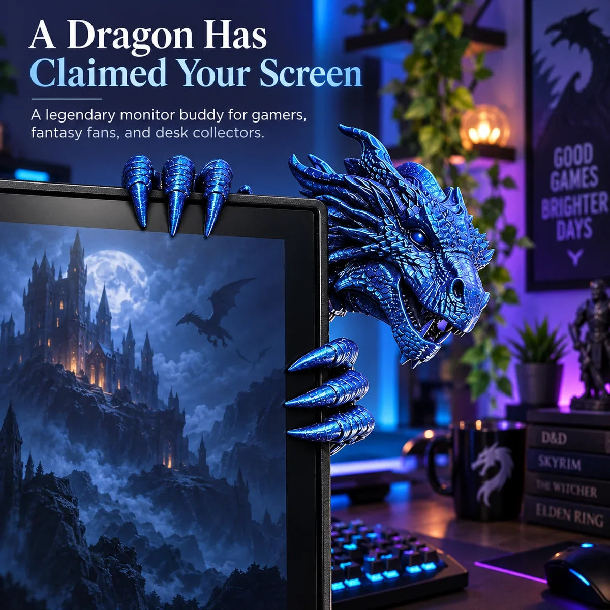 🐉 Perched Above Your Game | Fantasy Dragon Screen Figurine