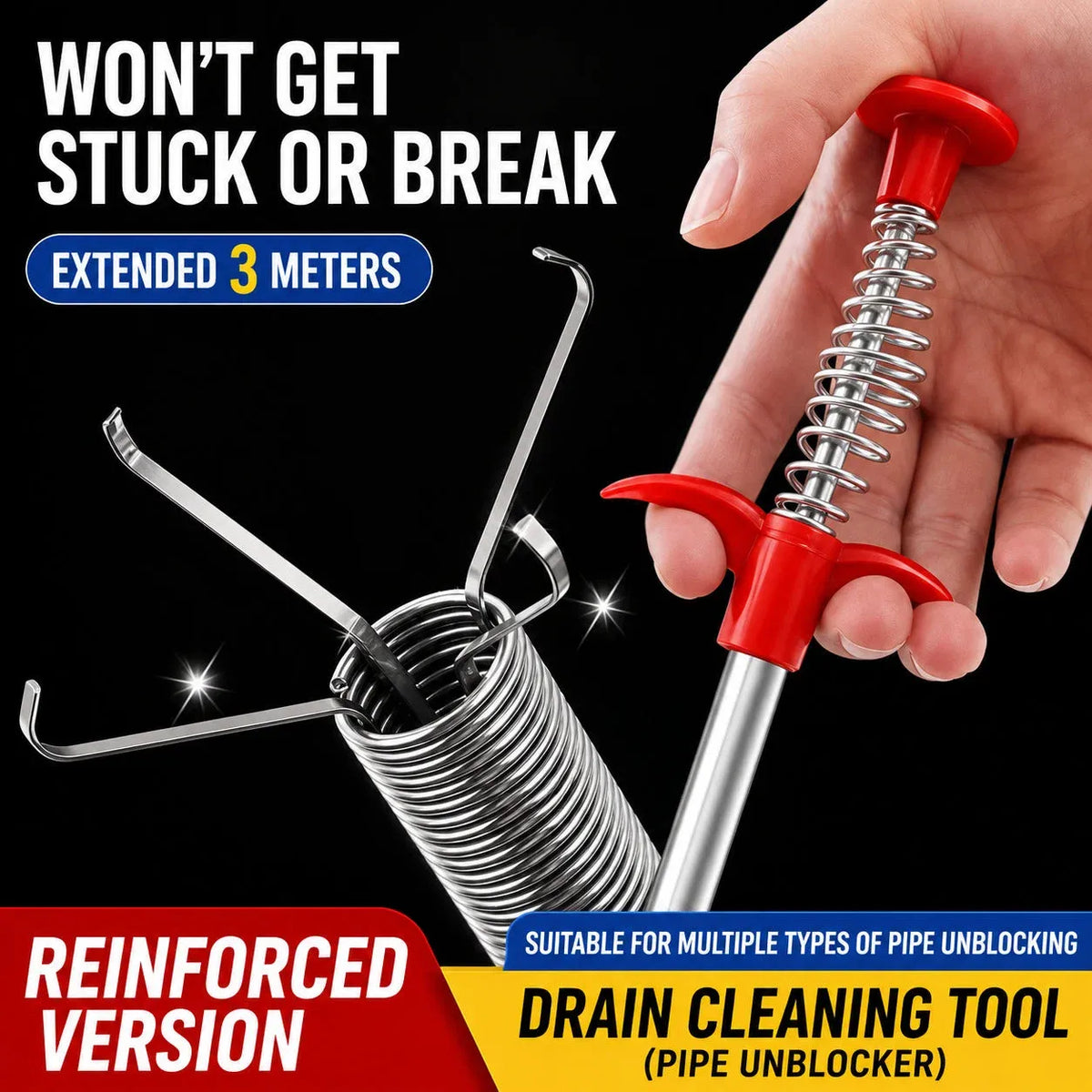🔥🚿 Skip the Plumber | Heavy-Duty Drain Clog Remover Tool