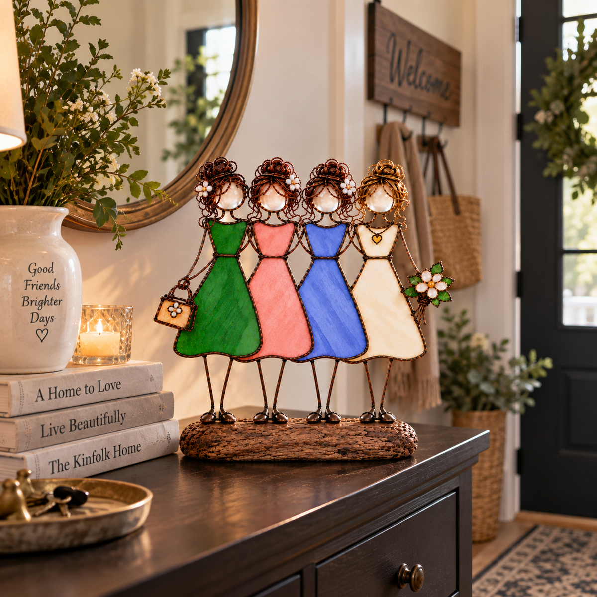 💞🪟 Sisters in Light™ | Stained Glass-Inspired Friendship Figurine