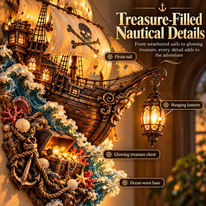 ⛵👻 Phantom Tide™ | Lighted Ghost Ship Nautical Wall Decor