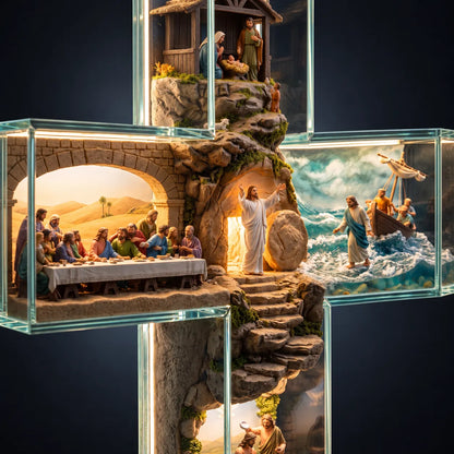 ✝️✨ Illuminated Story of Jesus Cross – Six Sacred Scenes of His Journey