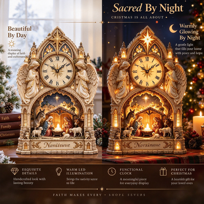 ✝️✨ Holy Night Cathedral™ | Lighted Nativity Christmas Clock