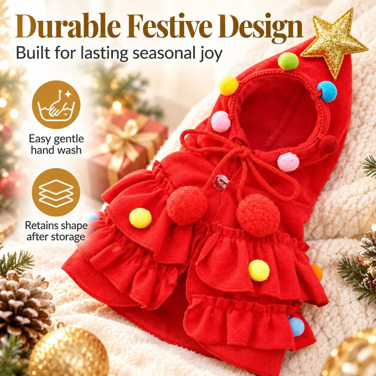 🐶✨ Festive Tree Pet Cape – Cute Christmas Costume for Dogs & Cats