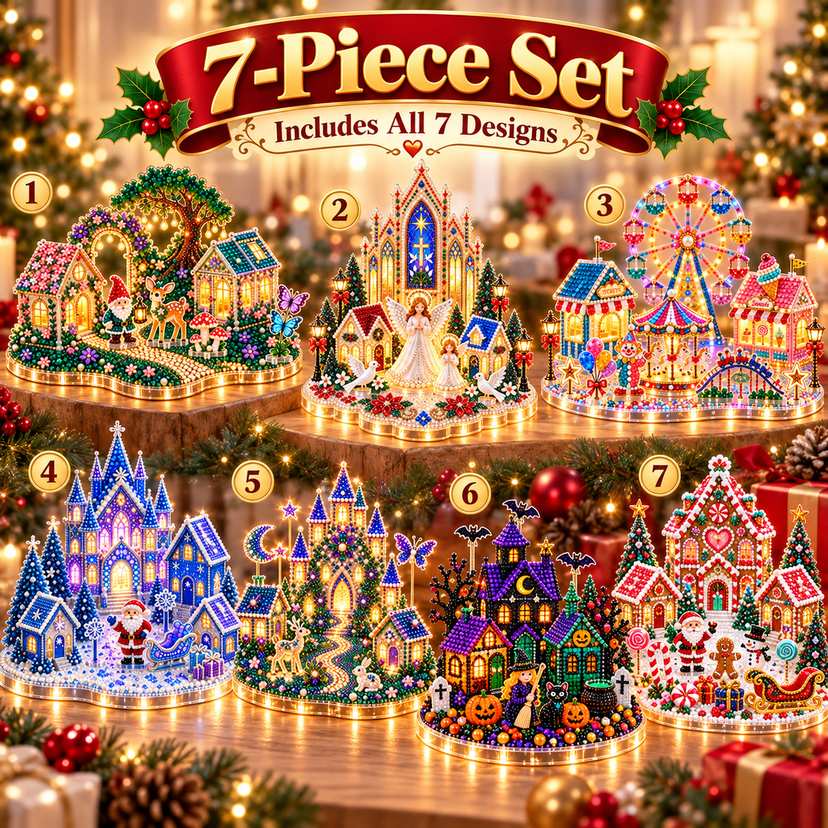 🎄💎 Build-Your-Own 3D Christmas Village – Gem Art DIY Kit
