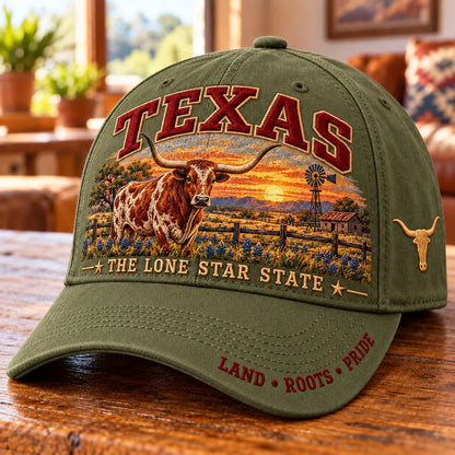 🐂 Lone Star Longhorn Pride | Embroidered Texas Cap