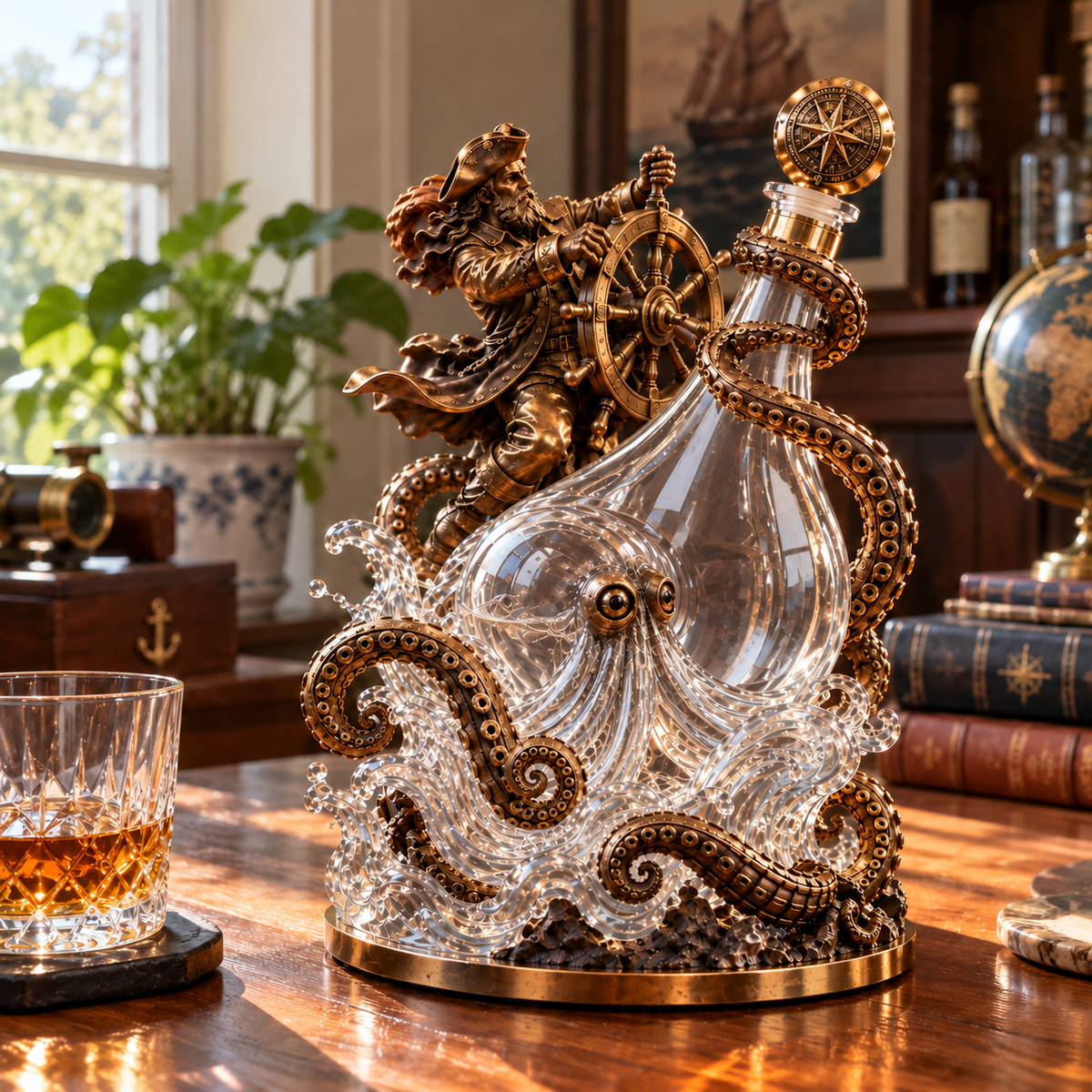 ⚓ Stormbound Captain & Deep-Sea Octopus Whiskey Decanter – 2026 Nautical Collector’s Edition 🥃