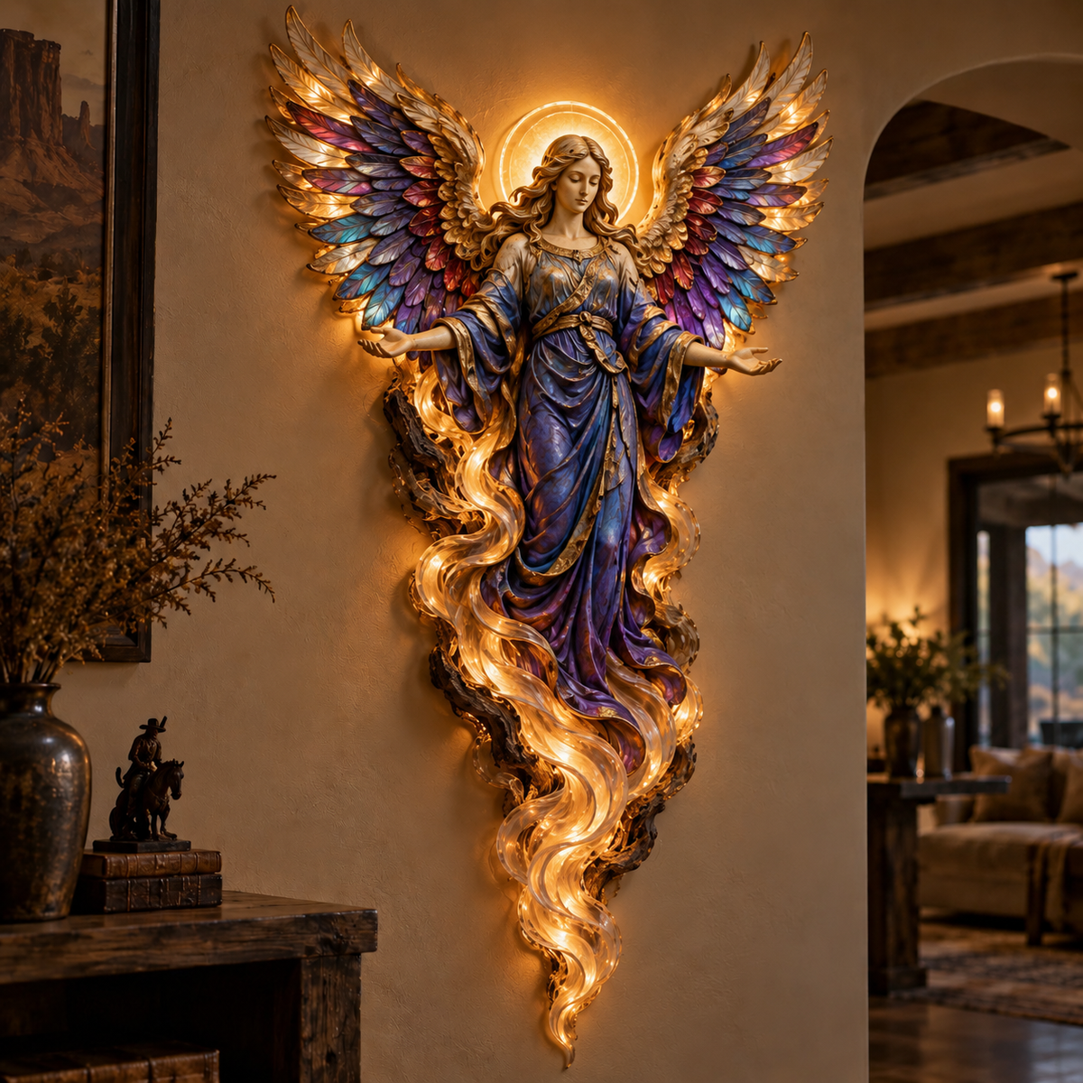 ✝️✨ Heavenly Angel Glow – Illuminated Faith Wall Decor