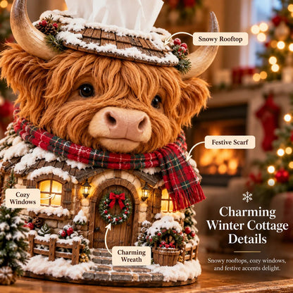🏠Cozy Christmas Cottage Tissue Box Cover